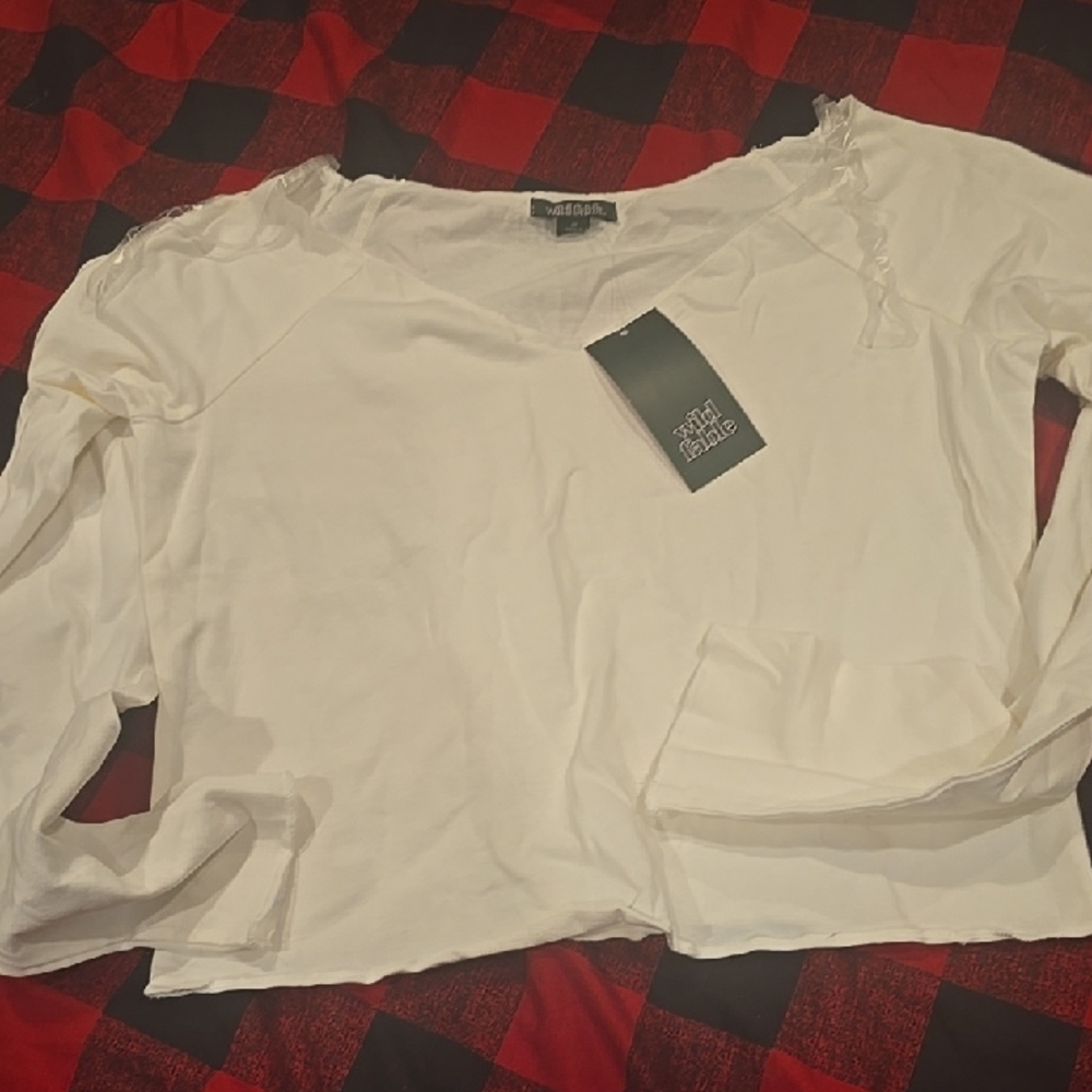 ❤️10/$10 New Cropped Long Sleeve White Women's Top